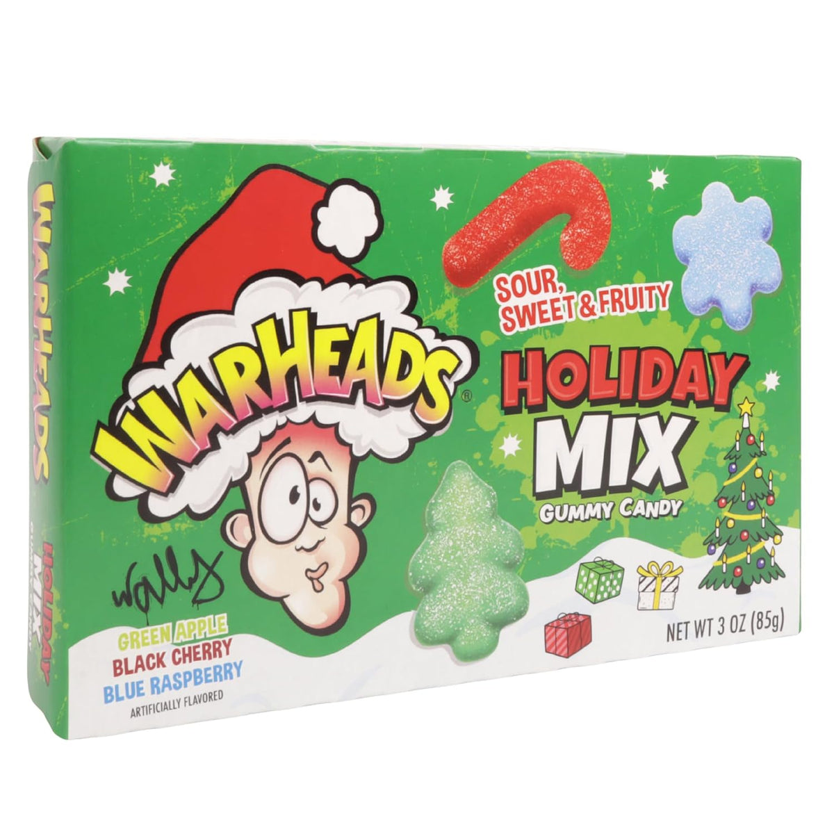 Warheads Holiday Mix Christmas Gummies, Sour Fruit Flavored Candy, Festive Stocking Stuffer, 3 Ounces (Pack of 3)