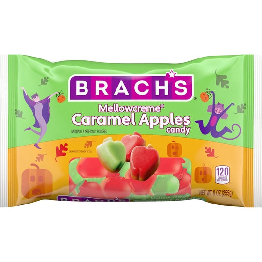 Brach's Mellowcreme Caramel Apples, Halloween Candy, 9 Oz Bag