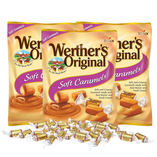 Werther’s Original Soft Caramels Candies, Individually Wrapped Pieces, 2.22 oz (Pack of 3)
