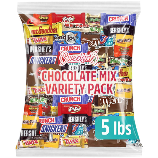 Chocolate Assorted Candy Variety Pack - 5 Lb Bulk - Individually Wrapped Mixed Candy Bag