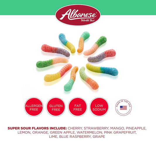 Albanese World'S Best Sour 12 Flavor Mini Gummi Worms | 7 oz Bag of Candy, Pack of 12
