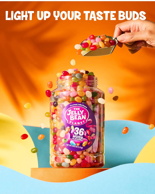 The Jelly Bean Planet, Gourmet Jelly Beans Bulk 42.5 Oz Jar - 36 Natural Fruit Flavors