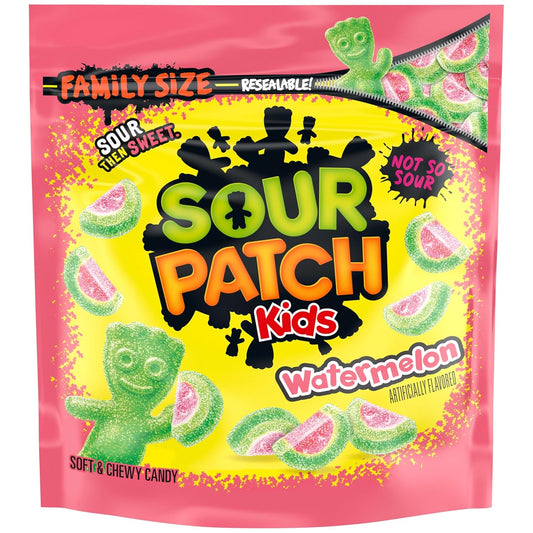 SOUR PATCH KIDS Watermelon Soft & Chewy Gummy Candy, Family Size, Bulk Candy, 1.8 Lb