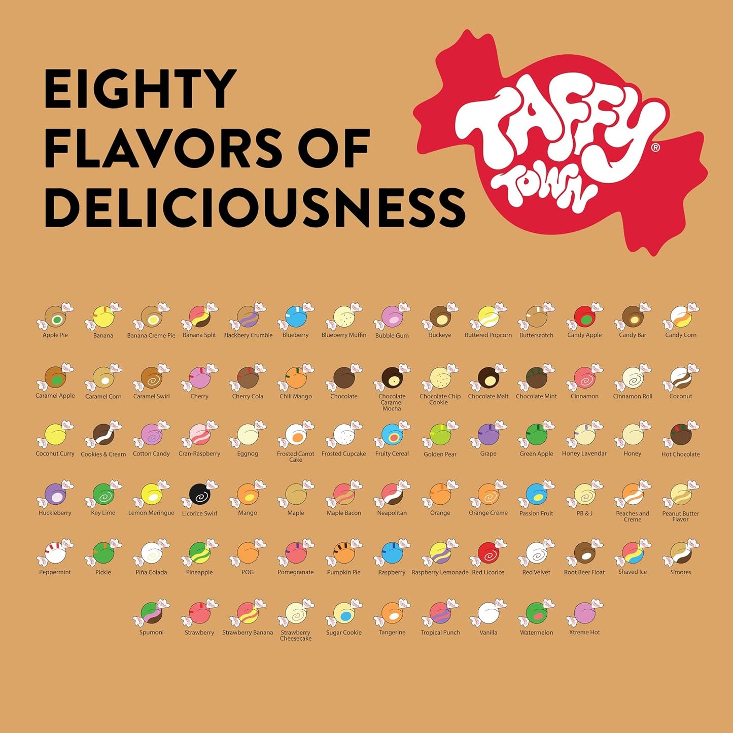 Taffy Town Salt Water Taffy, Assorted Salt Water, 80 Oz