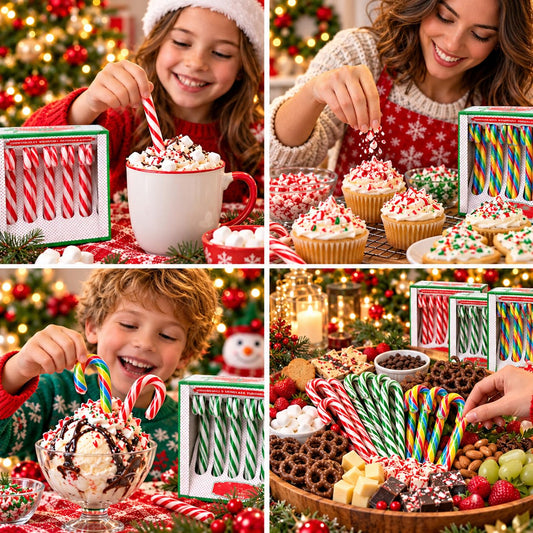 Multicolor Candy Cane Flavor, Red Peppermint, Yellow Rainbow Cherry & Green & White Individually Wrapped - Full Size (6 Pack (12Ct Each) 72 Total Candy Canes)