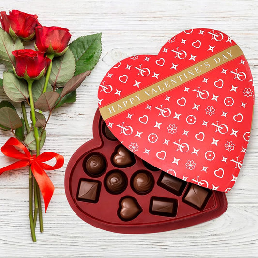 Valentine’s Day Milk Chocolate Heart Gift Box – Assorted Premium Chocolates, Elegant Heart-Shaped Box