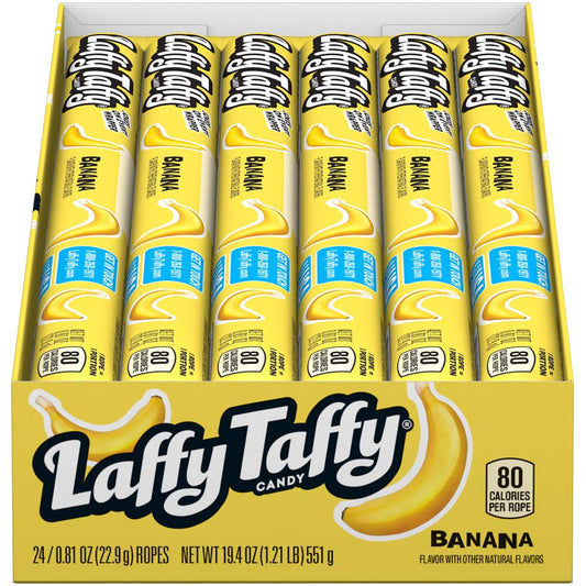 Laffy Taffy Rope Candy, Banana Flavor, 0.81 Ounce Ropes (Pack of 24)