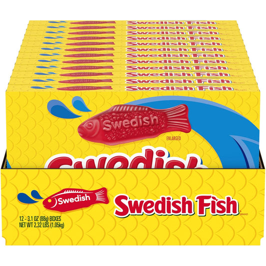 SWEDISH FISH Soft & Chewy Candy, Easter Candy, 12 - 3.1 Oz Boxes