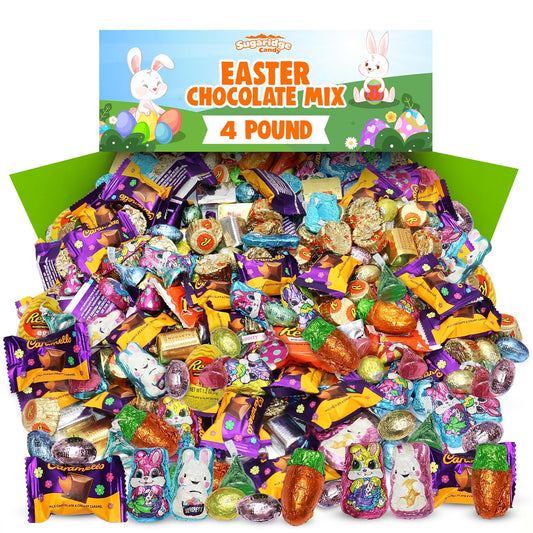 Bulk Easter Chocolate Candy Mix - 4 Pound Assorted Individually Wrapped Chocolate Candies Variety Pack for Easter