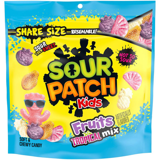 SOUR PATCH KIDS Fruits Tropical Mix Soft & Chewy Gummy Candy, 11.11 Oz