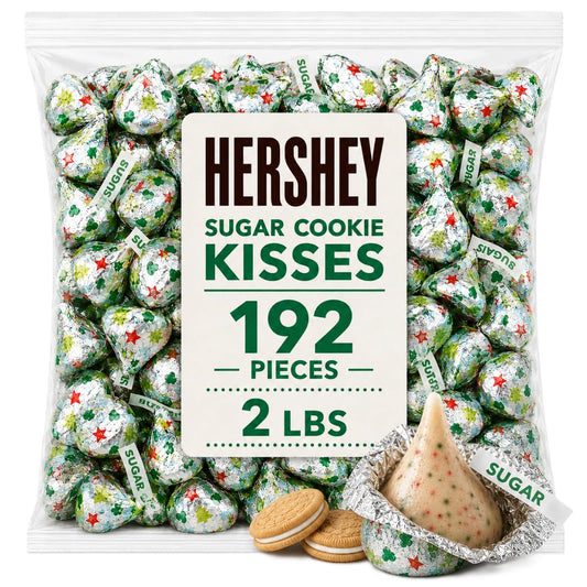 Hershe,Y Kisses 2LBS Sugar Cookie Flavored Chocolate Candy 192 Pcs Bulk Bag Individually Wrapped Creamy Chocolate Treats for Snacks Parties, Candy Dishes, Baking, Dessert Decorating, Gift Giving and Everyday Snacking