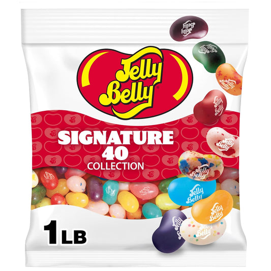 Jelly Belly Signature 40 Jelly Bean Collection - 1 Pound (16 Ounces) Resealable Bag - Genuine, Official, Straight from the Source