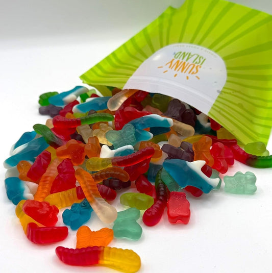 Gummy Candy Mix, Chewy Candy, Assorted Fruit Flavors, 2 Lb Bag | Blue Sharks, Gummi Bears, Gummy Worms & Butterflies, Gummies Bulk