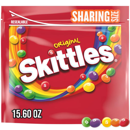 SKITTLES Summer Candy Sharing Size Bag, Chewy Fruit Bulk Candy for Movies, Traveling, Parties, and More 15.6 Oz