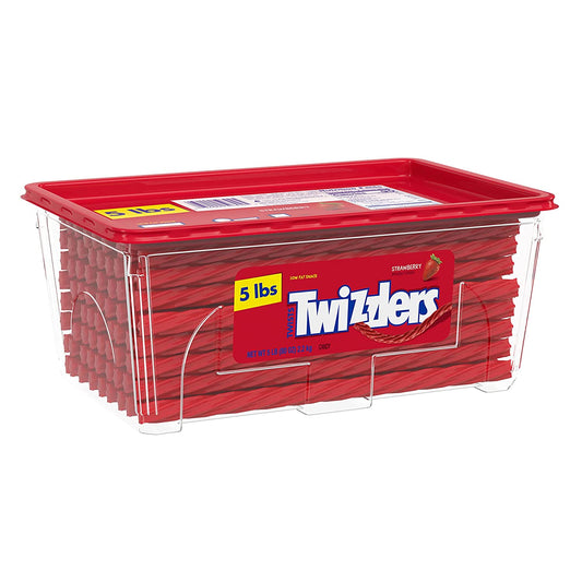 TWIZZLERS Twists Strawberry Flavored Licorice Style, Chewy Holiday Candy Tub, 5 Lb