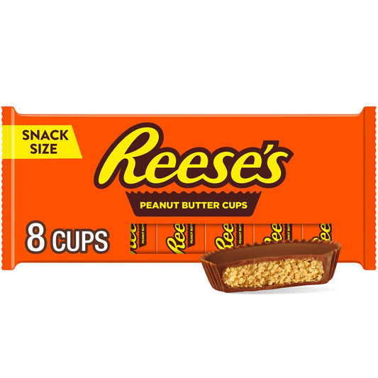 Reese's, Milk Chocolate Snack Size Peanut Butter Cups, Candy Packs, 0.6 Ounce, 8 Count