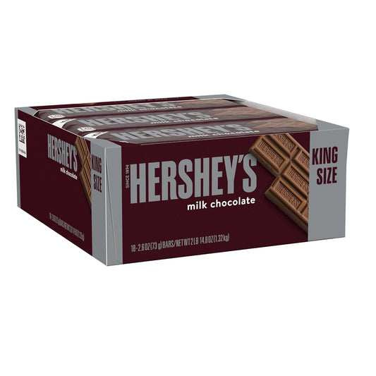 HERSHEY'S Milk Chocolate King Size Candy Bars, 2.6 Oz, 18 Ct