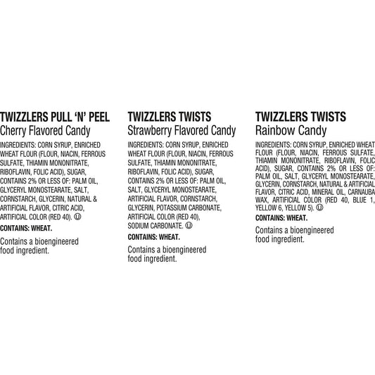 TWIZZLERS Assorted Fruit Flavored Chewy, Halloween Candy Variety Bag, 25.3 Oz (60 Pieces)