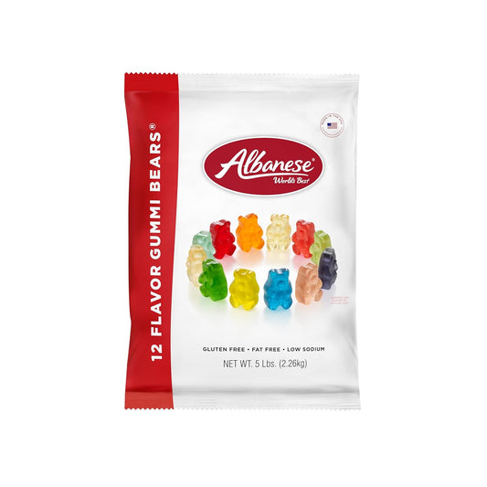 Albanese World'S Best 12 Flavor Gummi Bears | 5Lbs of Candy | 12 Unique Flavors, Gluten Free, Fat Free, Soft and Chewy Gummy