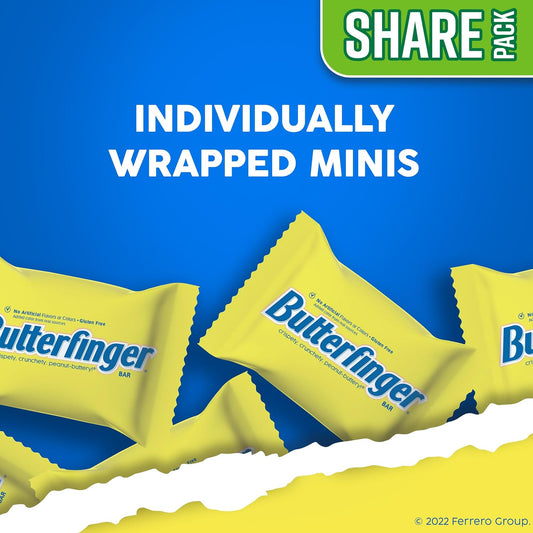 Butterfinger Minis Candy Bars Individually Wrapped, 8 Bags, 9.8 Oz Each