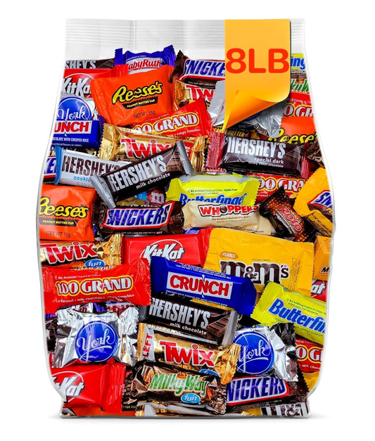 Assorted Chocolate Bulk Candy Variety Pack - Bulk Chocolate Candy Individually Wrapped - 8 Pound Box of Candy