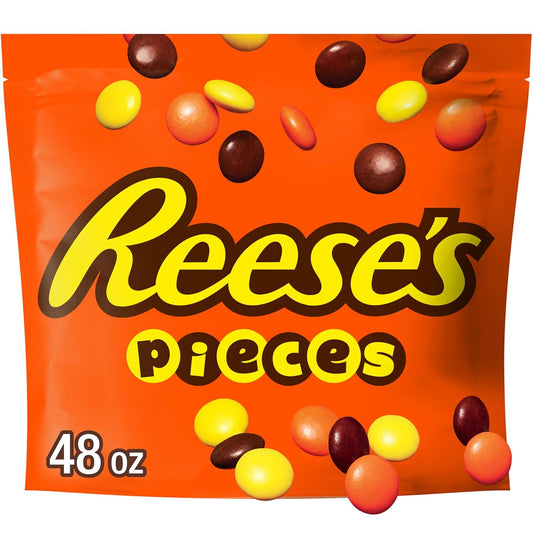 REESE'S PIECES Peanut Butter in a Crunchy Shell, Candy Bulk Bag, 48 Oz