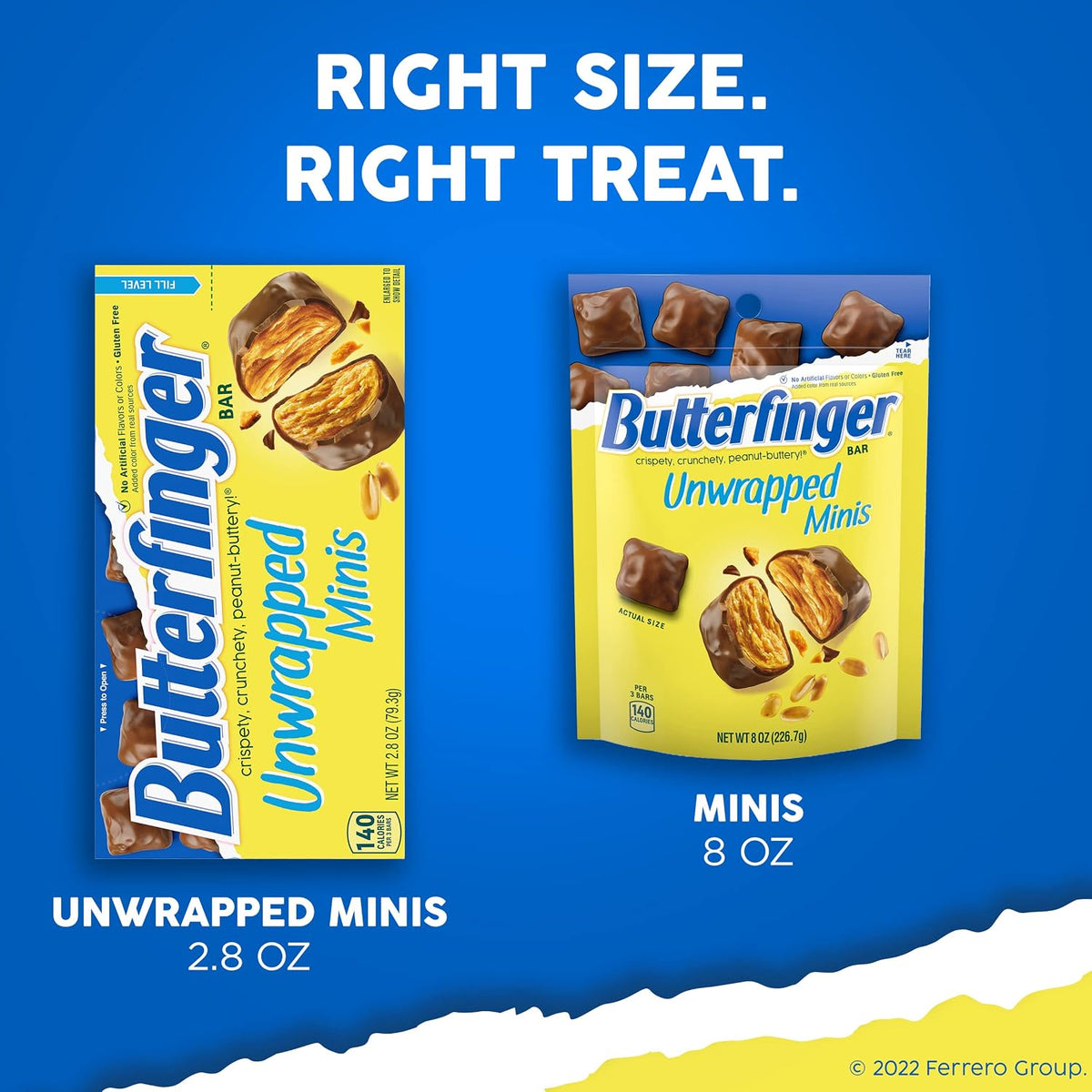 Butterfinger Unwrapped Minis, Movie Theater Candy Box, 9 Pack, 2.8 Oz Each