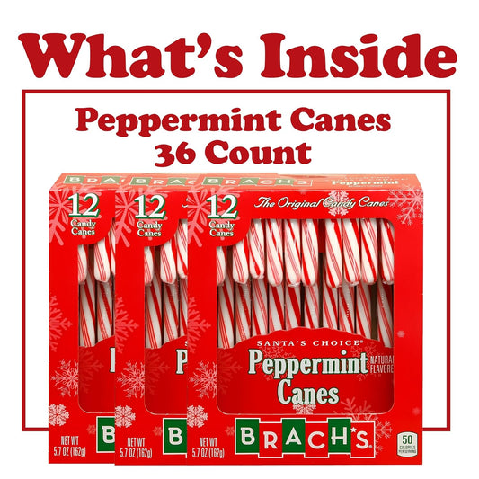 Brach's 12 Peppermint Candy Canes, 12 Count (Pack of 3)