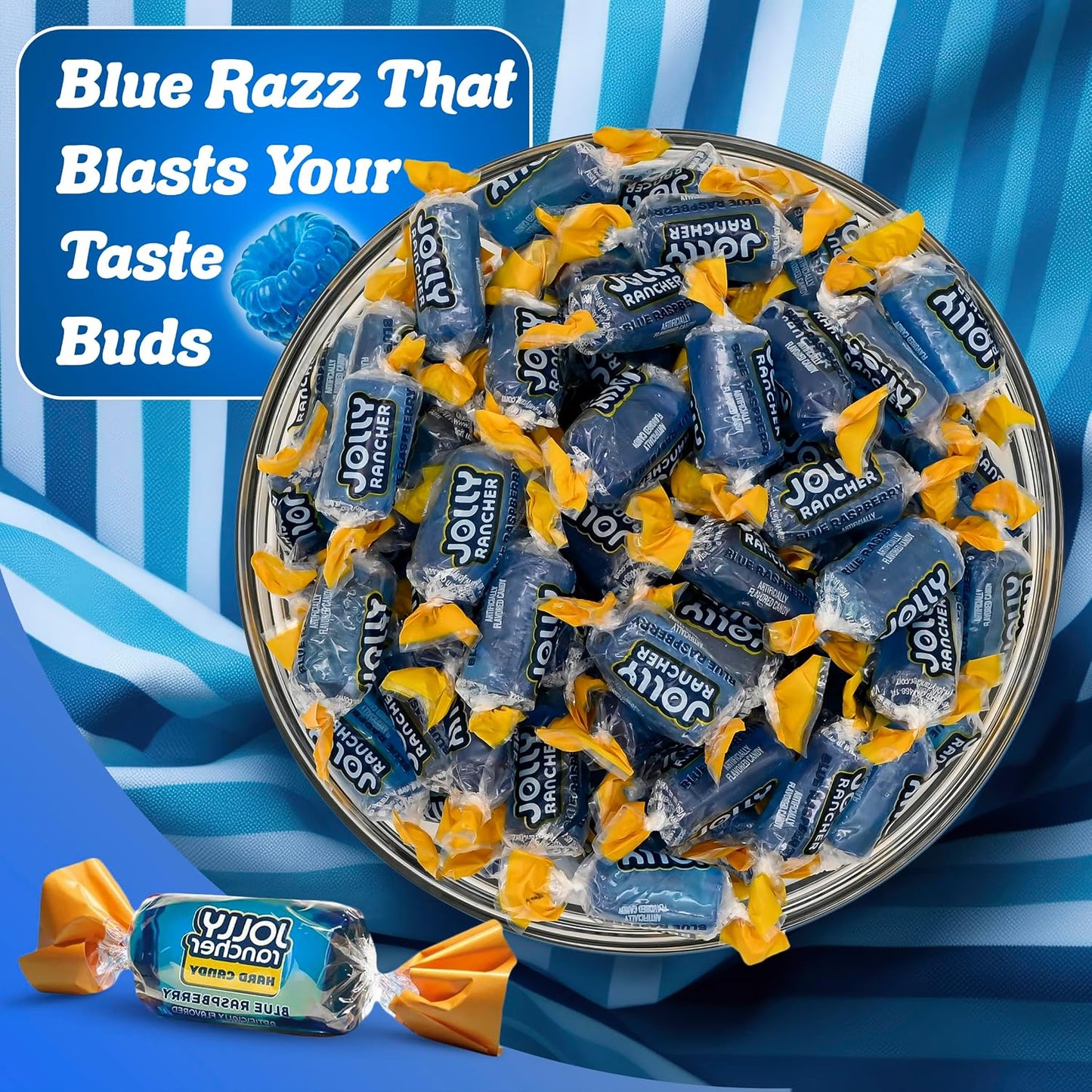 Blue Raspberry Jolly Ranchers Hard Candy – Original Flavor – 1 LB Bulk Bag (Approx. 75 Pieces)