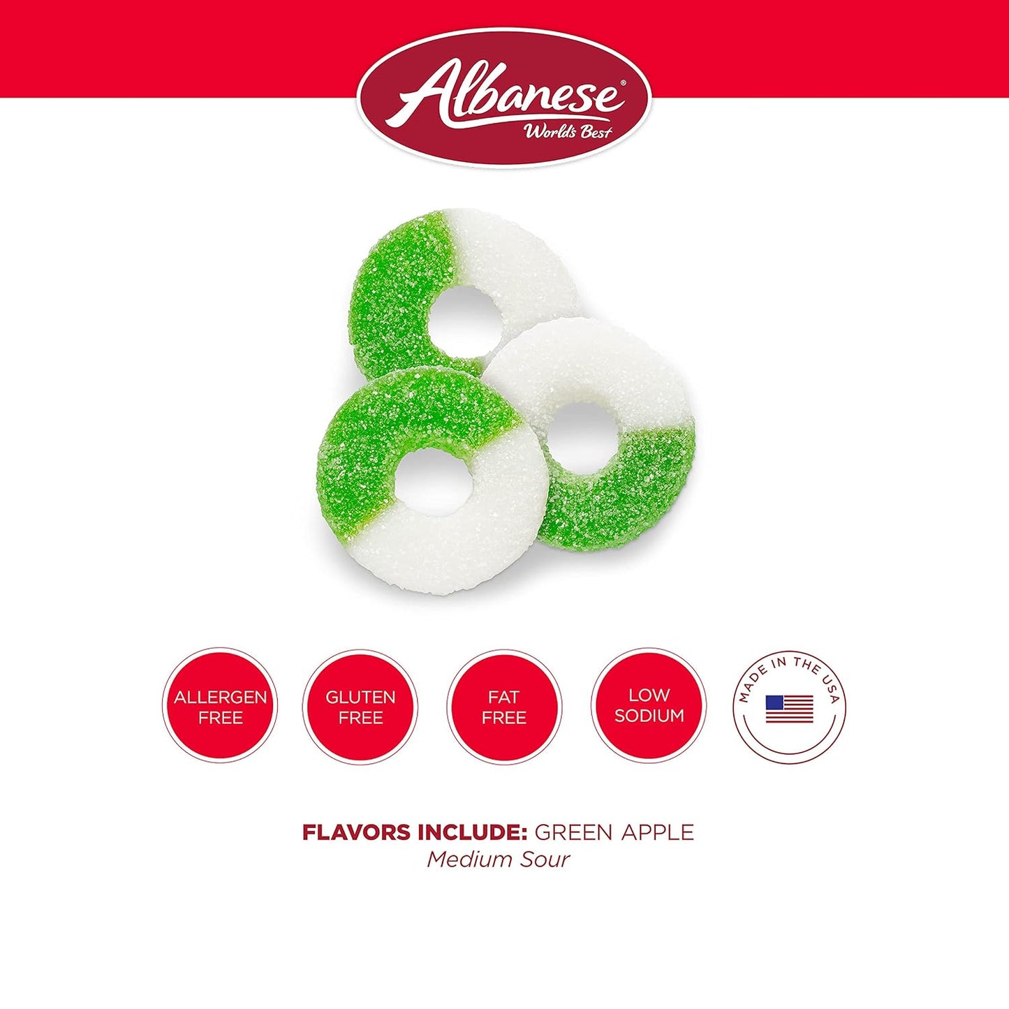 Albanese Candy, Gummi Apple Rings, 4.5-Pound Bag