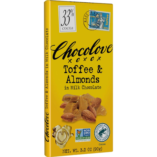 Chocolove - Milk Chocolate Bar Toffee & Almonds - 3.2 Oz.