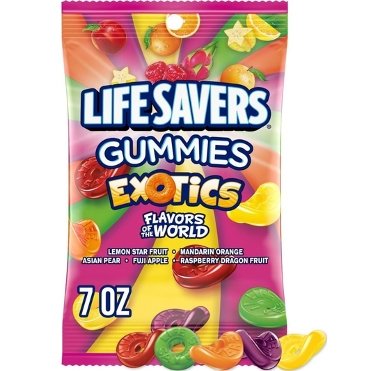 LIFE SAVERS Exotics Gummy Candy Bag, Exotic Fruit Flavored Candy, 7 Oz