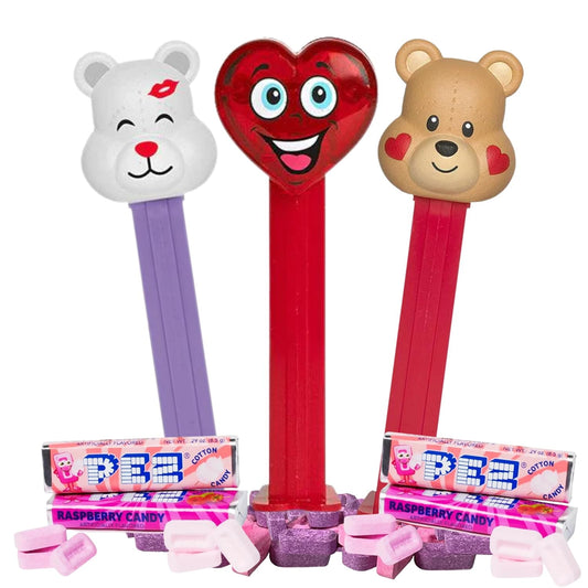 Valentine's Day Candy Dispensers – 3 Pack Gift Set with Assorted Refill Rolls