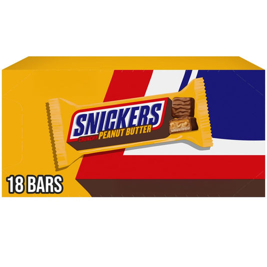 SNICKERS Peanut Butter Squared Singles Size Chocolate Candy Bars Individually Wrapped Chocolate 18-Count Box