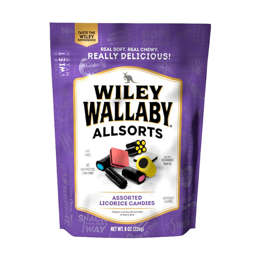 Wiley Wallaby Allsorts Assorted Black Licorice Candy, 8Oz, 1Pk