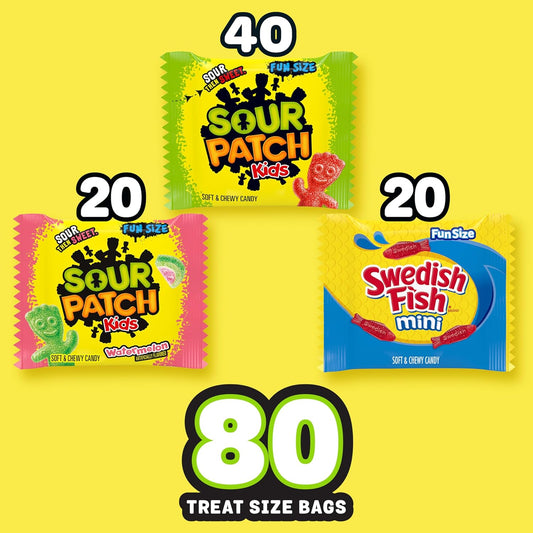 SOUR PATCH KIDS and SWEDISH FISH Mini Soft & Chewy Gummy Candy Variety Pack