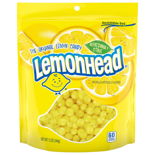 Lemonhead Hard Lemon Candy, Tangy & Sweet, Resealable Bag, 12 Ounce (Pack of 6)
