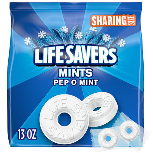 LIFE SAVERS Pep O Mint Breath Mints Hard Candy, Sharing Size, 13 Oz Bag