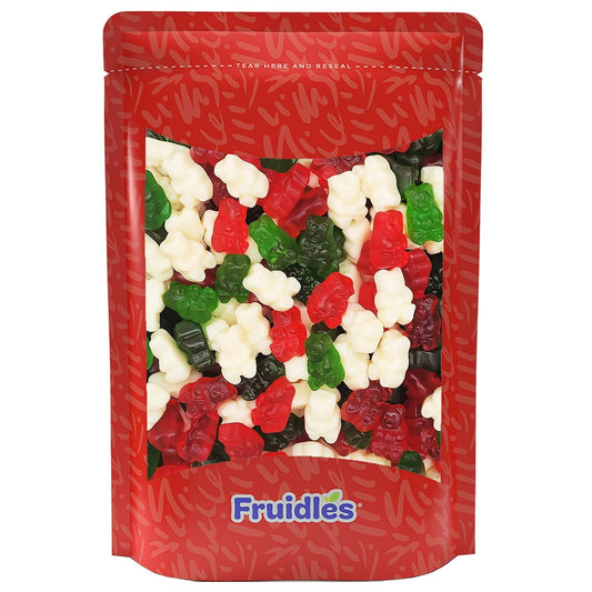 Fruidles Christmas Gummi Bears Candy, Red, White, and Green Delicious Gummies, Fun and Festive Holiday Snacking (2 Pounds)