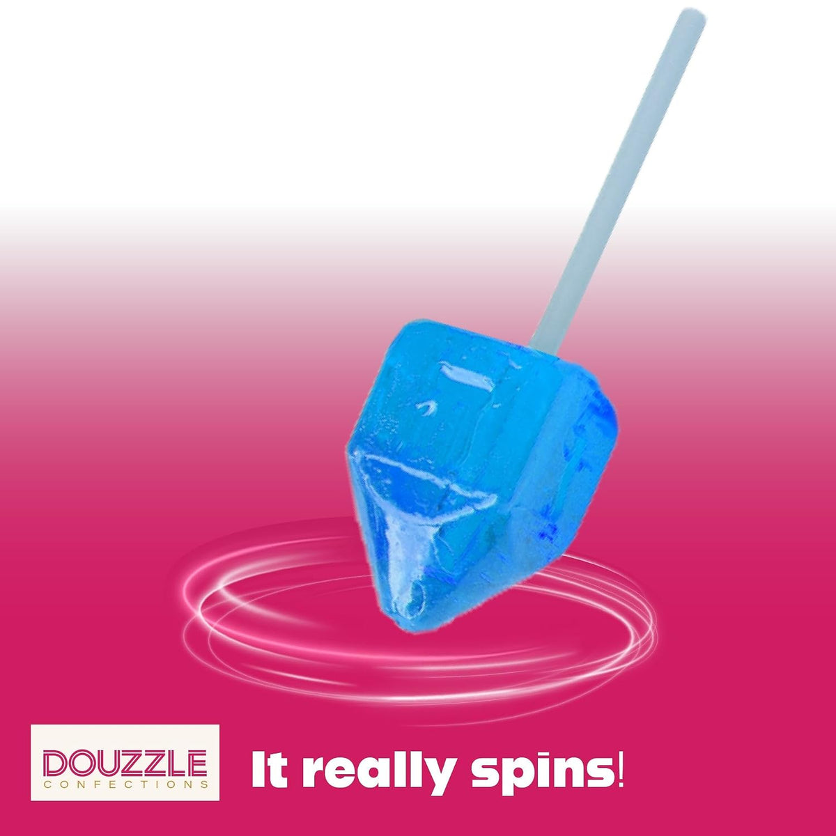 Douzzle Kosher, Hanukkah Candy Dreidels for Kids, Dreidel Spin Pops, Individually Wrapped Assorted Fruity Flavors (Pack of 1) Hanukah Party Favors, Happy Chanuka Sweet Treat & Gifts