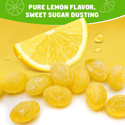 Claeys Sanded LEMON Drops Hard Candy 2 Lb – Bulk, Old Fashioned Candy, Natural Flavor, Fat Free