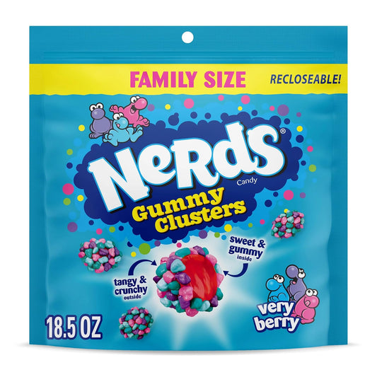 NERDS Gummy Clusters, Candy, Very Berry, Crunchy and Gummy, 18.5 Oz