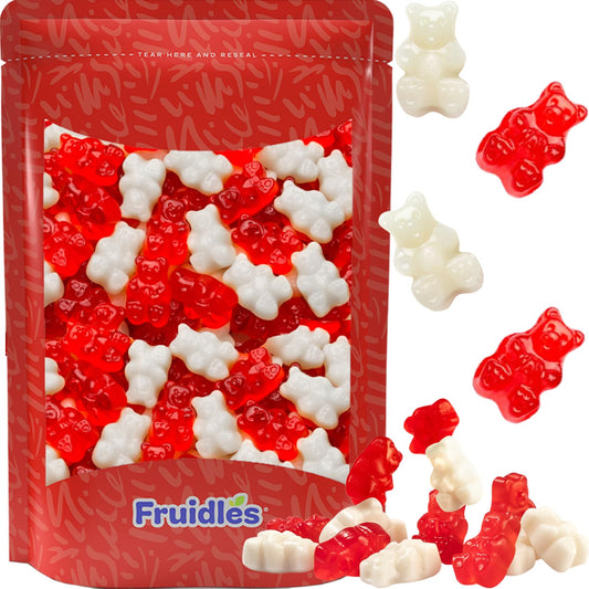Fruidles Valentine's Wild Cherry & Strawberry Banana Gummi Bears Candy, No Artificial Sweeteners Gummy (Half-Pound)