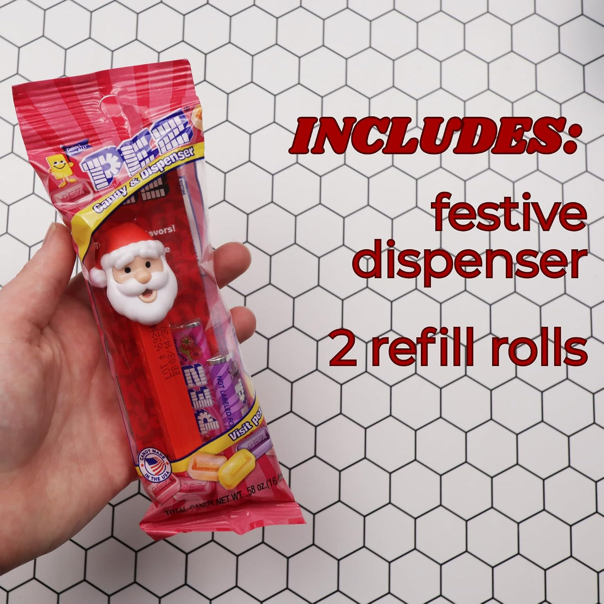 PEZ Christmas Candy Assorted Character Dispensers with Refills, Pack of 3