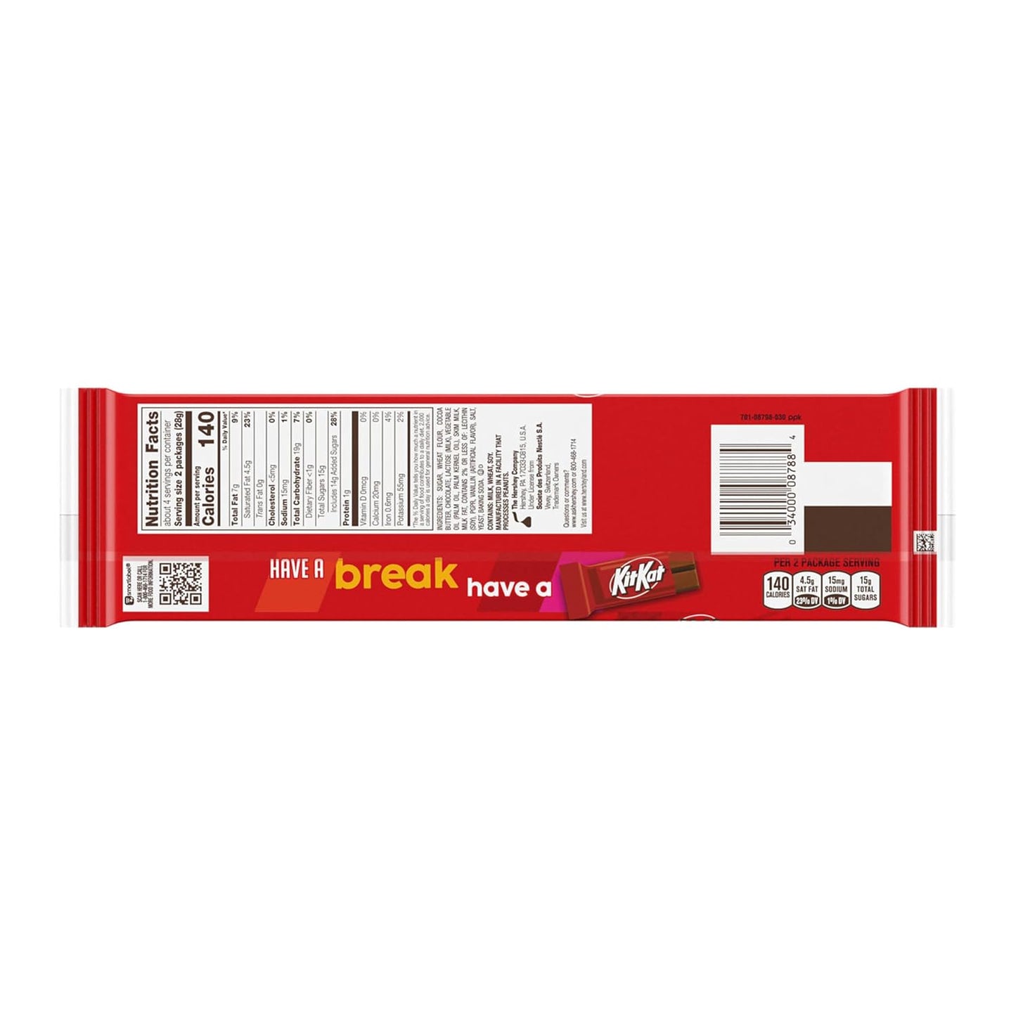 KIT KAT Milk Chocolate Wafer Snack Size, Candy Bars, 0.49 Oz (8 Count)