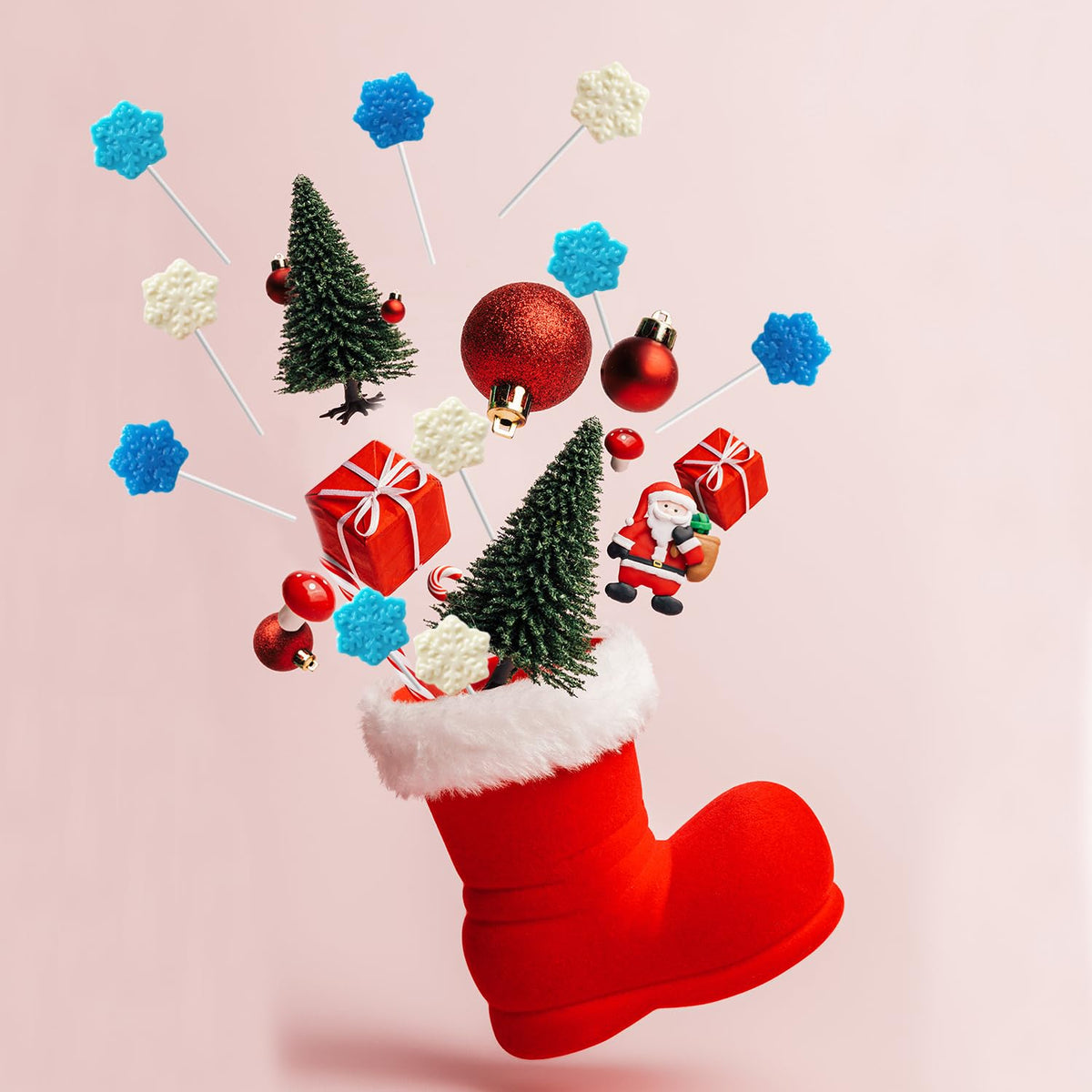 Fruidles Christmas Snowflake Candy Lollipop, Fruit-Flavored Chewables Party Favors 12-Pack