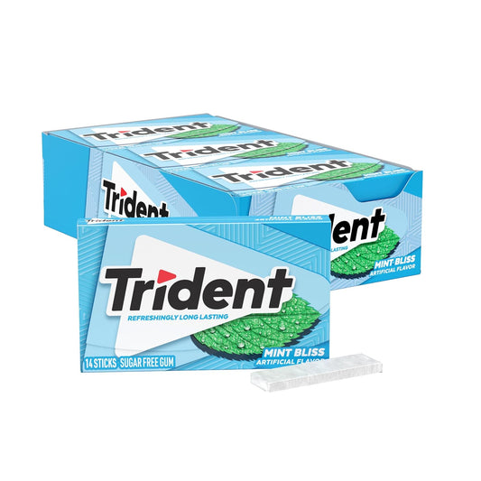 Trident Mint Bliss Sugar Free Gum, 12 Packs of 14 Pieces (168 Total Pieces)