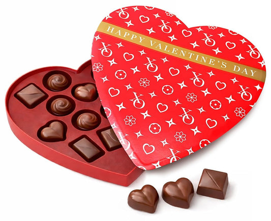 Valentine’s Day Milk Chocolate Heart Gift Box – Assorted Premium Chocolates, Elegant Heart-Shaped Box