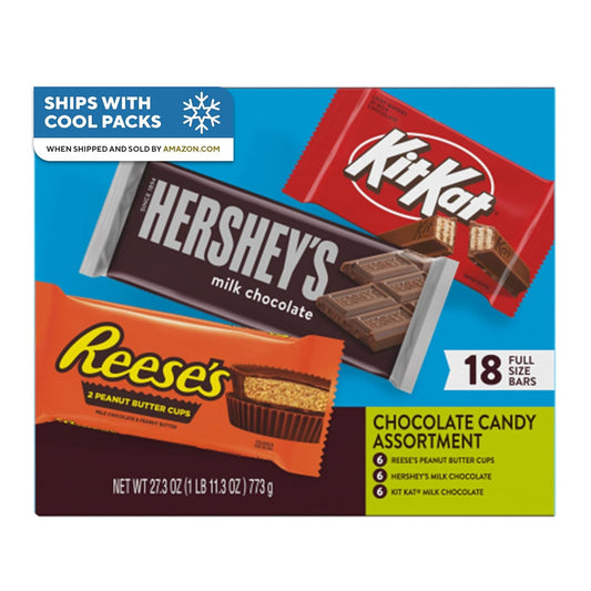 HERSHEY'S, KIT KAT and REESE'S Assorted Milk Chocolate Candy Variety Box (18 Pieces)