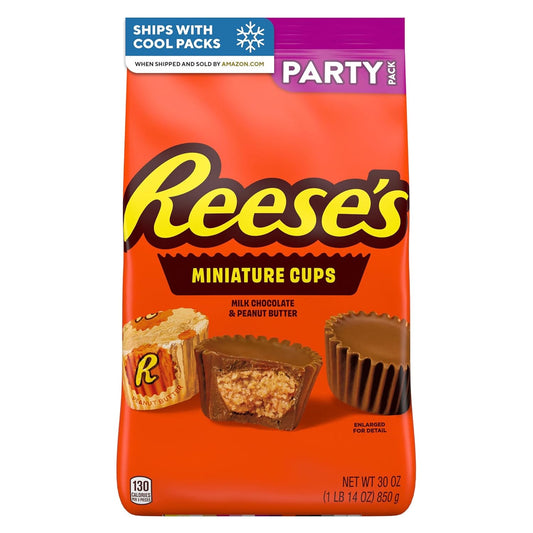 REESE'S Miniatures Milk Chocolate Peanut Butter Cups, Candy Party Pack, 30 Oz
